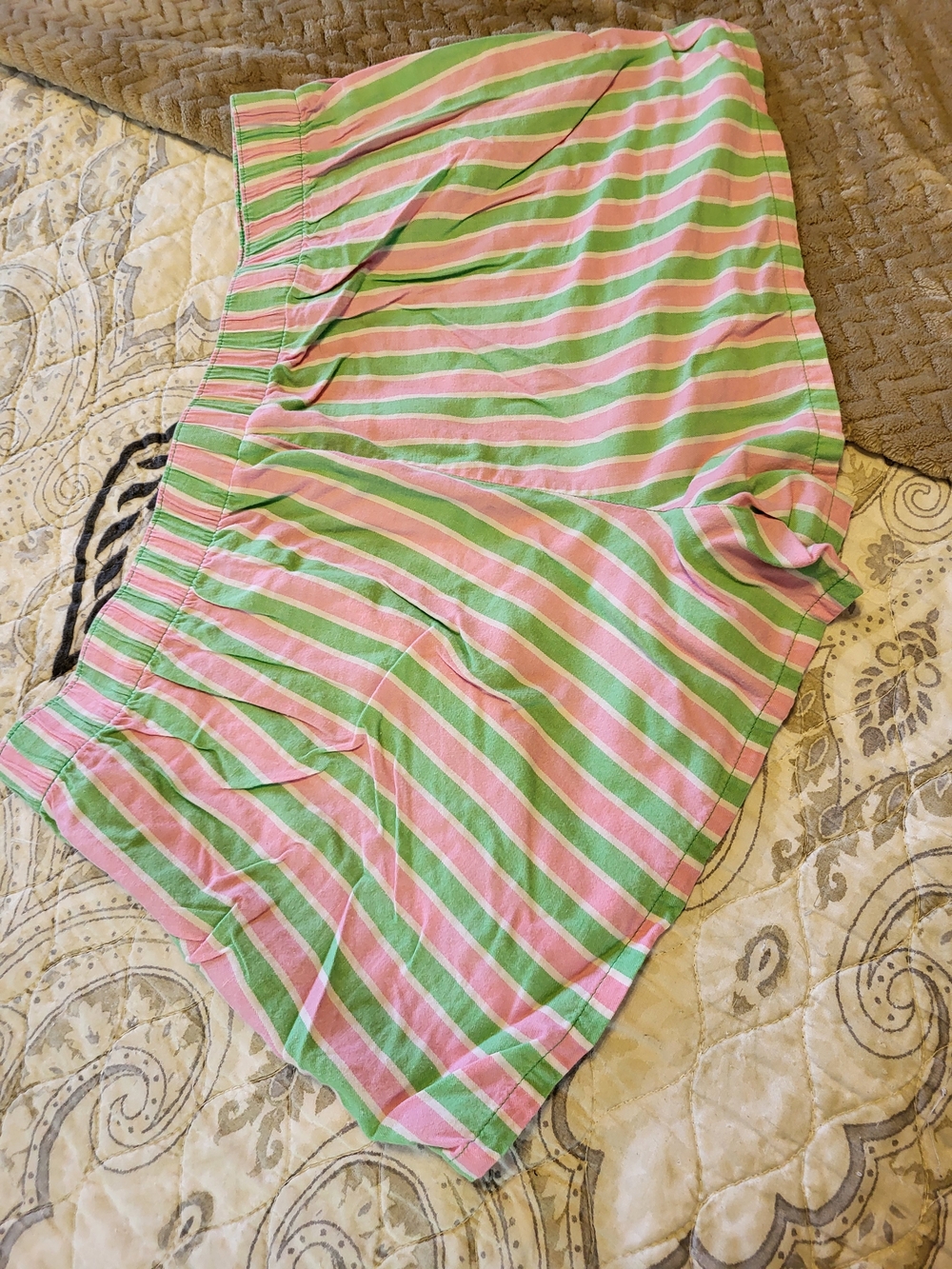 Cotton Plaid & Striped Sleep Shorts - Pink, Green, Orange - Picture 6 of 11